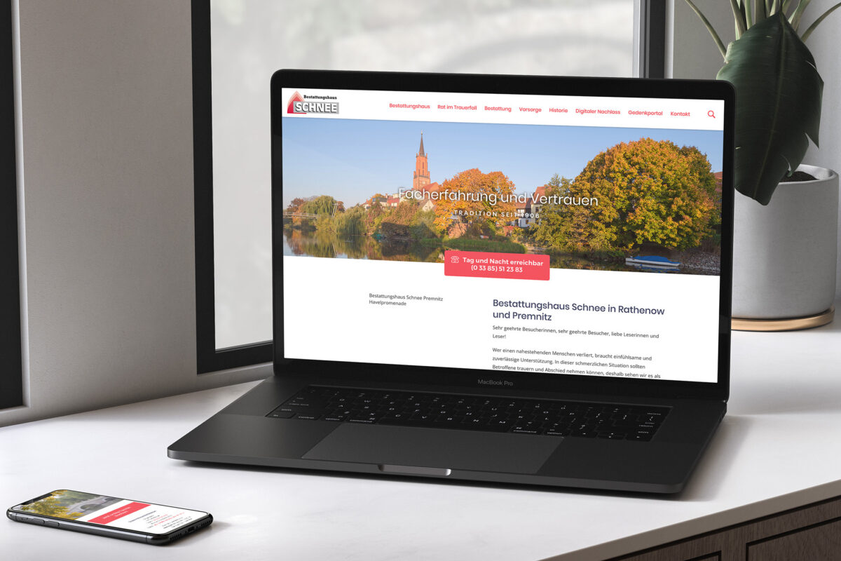 Website von Bestattungshaus Schnee